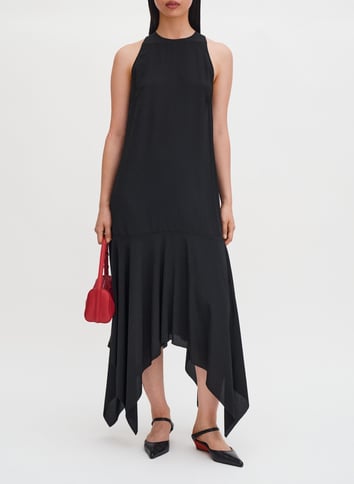 Solid asymmetric long dress FILIPPA K Black